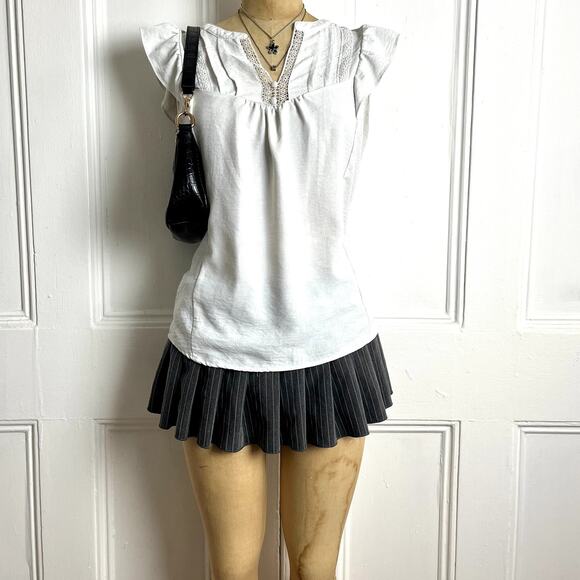 Tamara. H cottegecore white short sleeve blouse flare sleeves Bohochic fairy - Picture 3 of 6